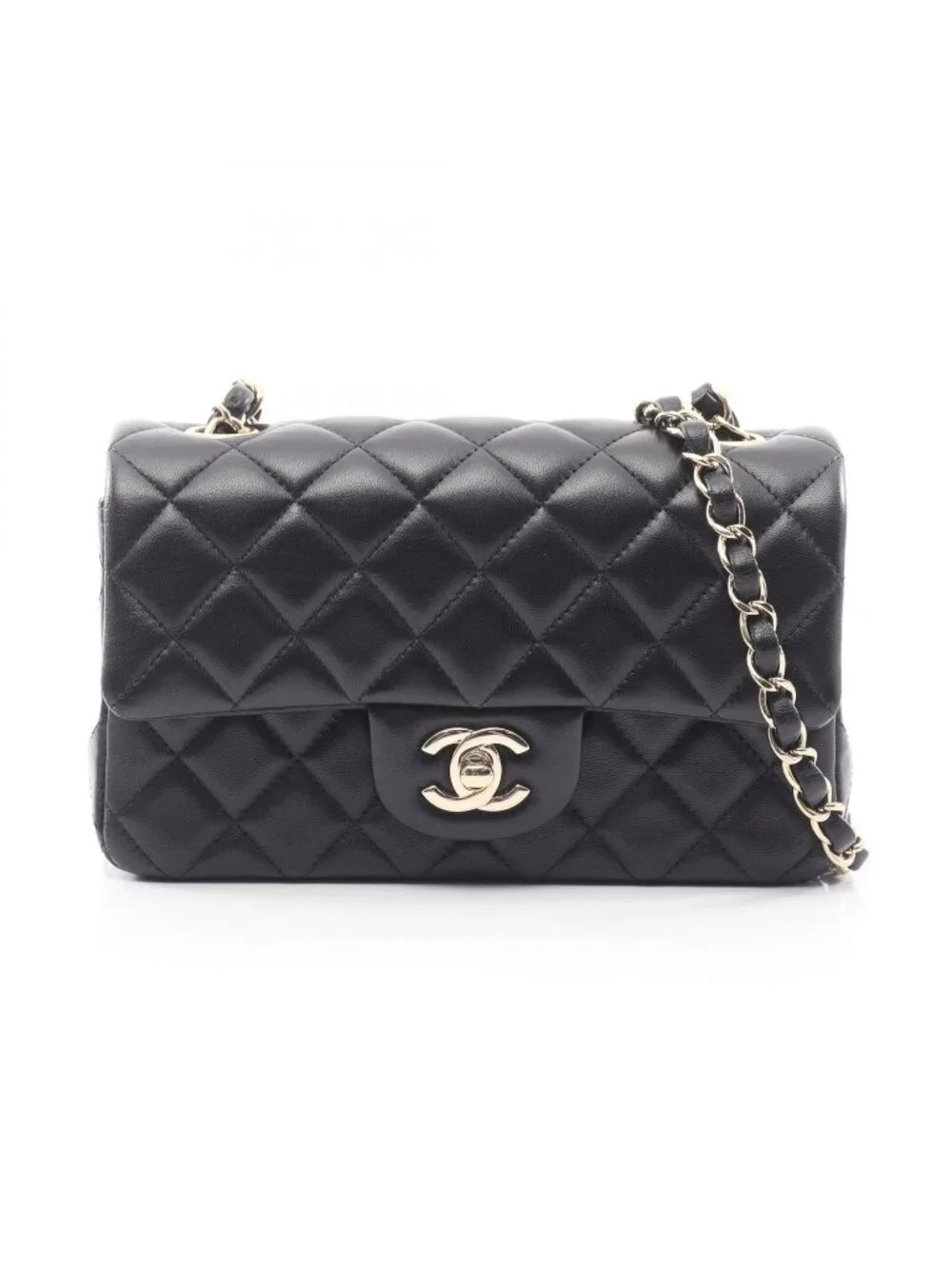 Chanel Shoulder Bag Mini Quilted 20 Black Lambskin Chain